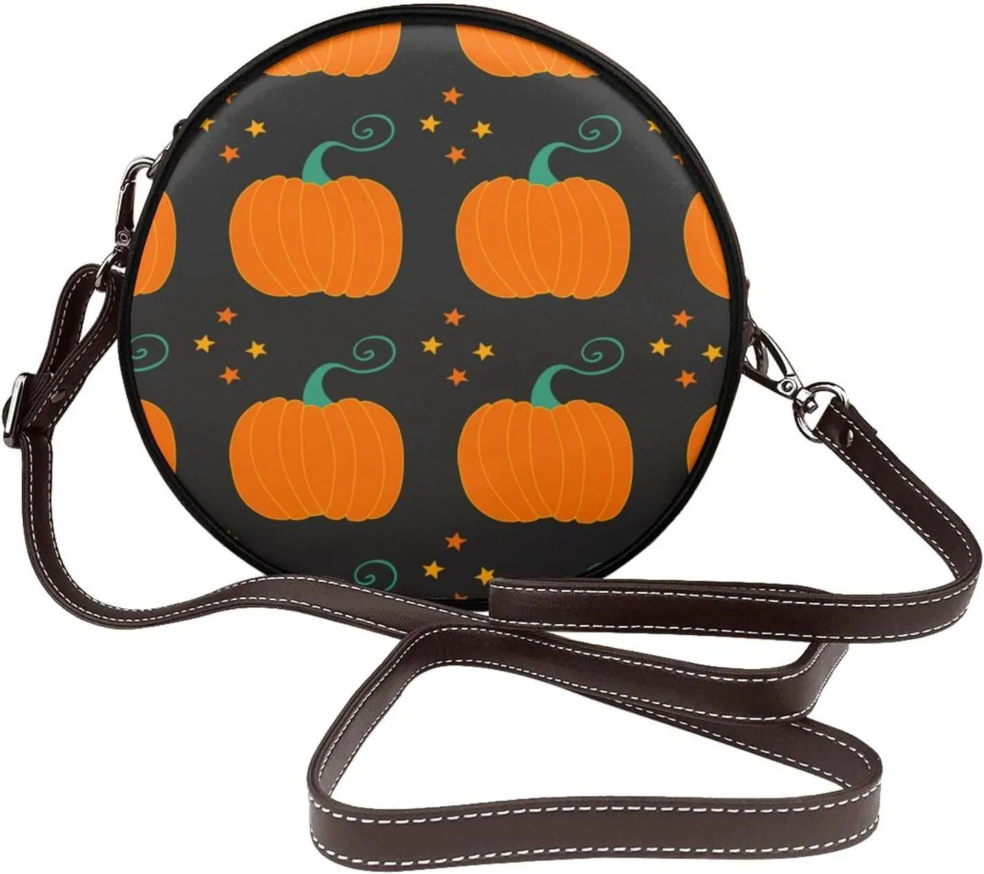 Women's Faux Leather Small Circle Crossbody Purse Shoulder Bag Handbag Sling Bag for Women