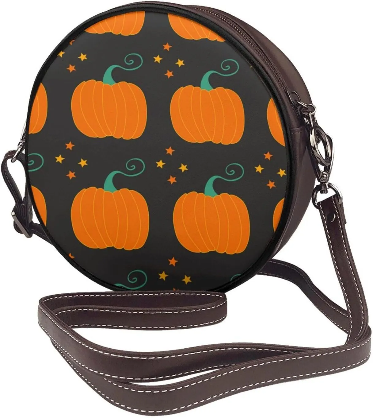 Women's Faux Leather Small Circle Crossbody Purse Shoulder Bag Handbag Sling Bag for Women