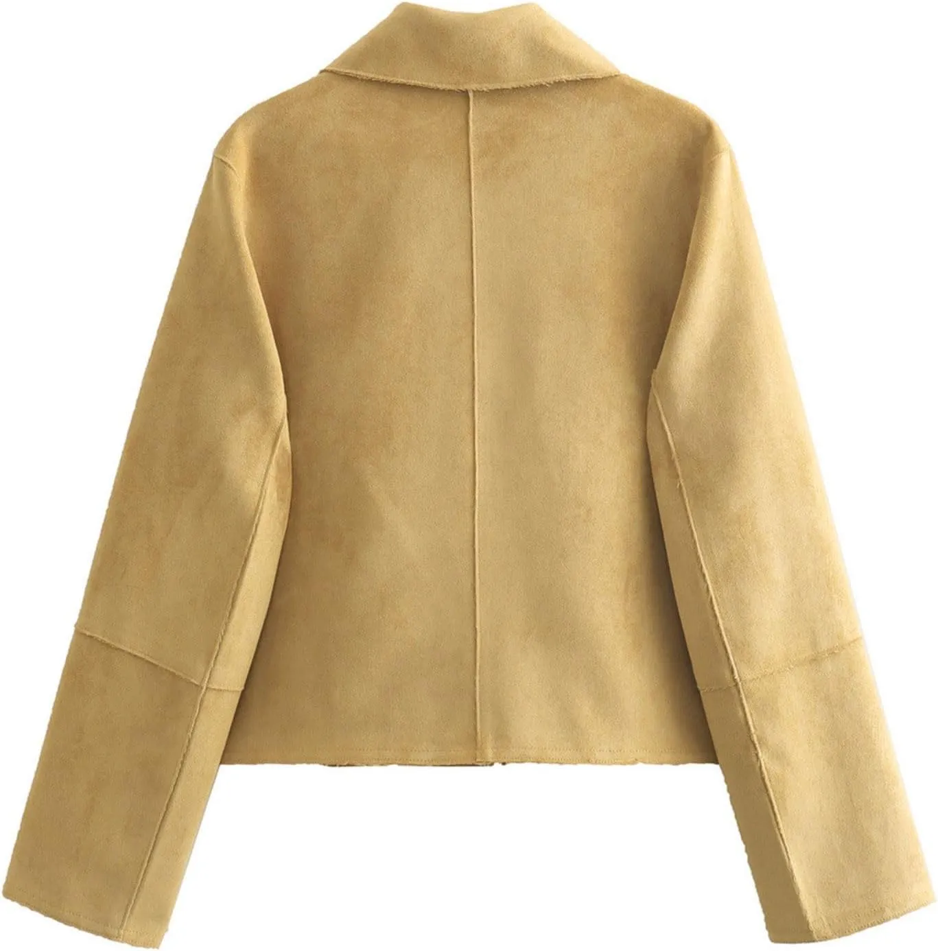 Women's Faux Suede Jackets Blazers Long Sleeve Button Down Cropped Coat Outwear Tops