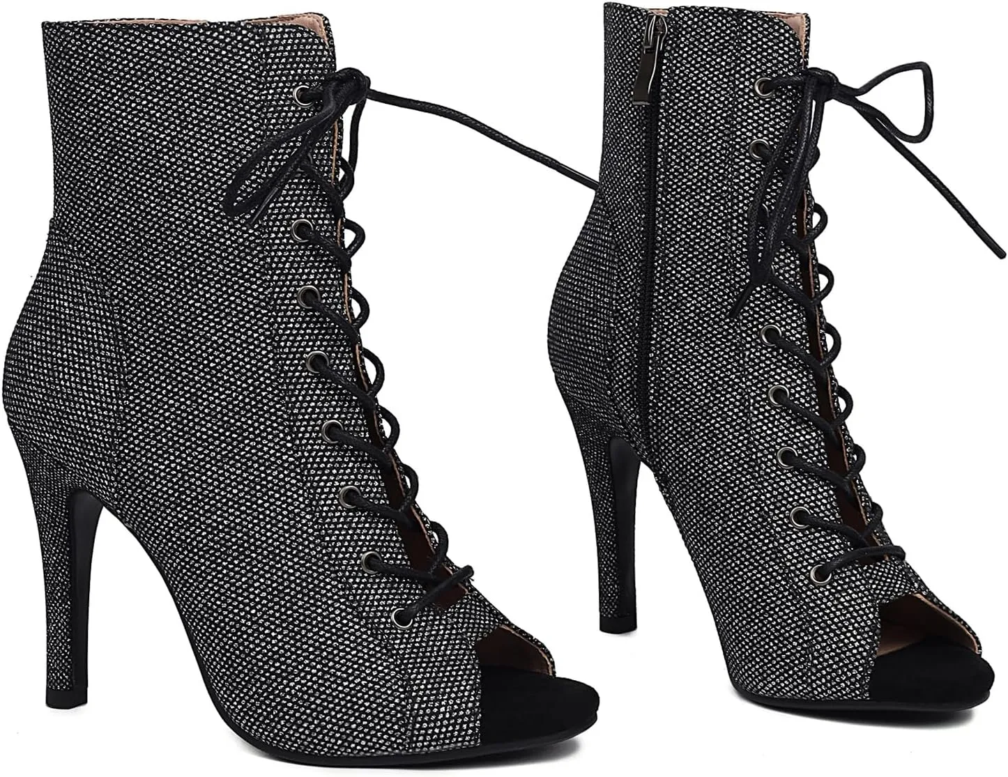 Women's Latin Dance Boots Peep Toe lace-up Ballroom Latin Salsa Ankle Dance Boots