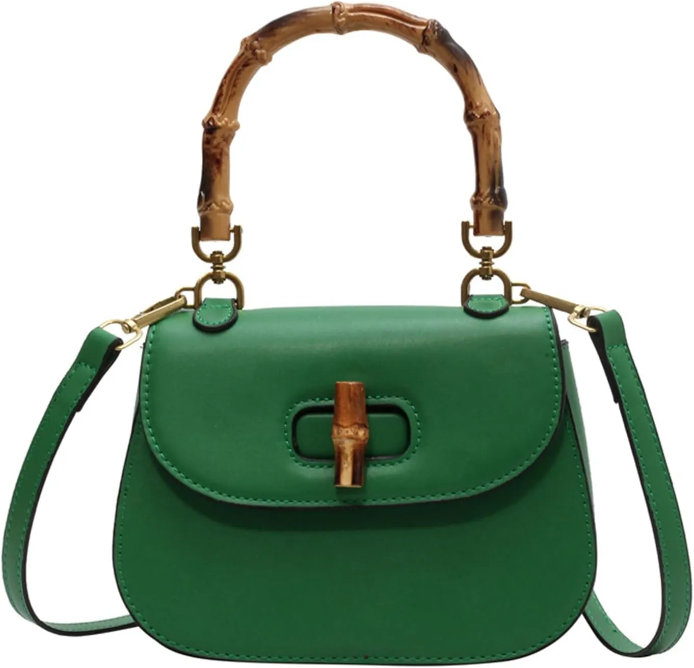 Women'S Leather Tote Handbags,Bamboo Shaped Top Handle Satchel Crossbody Bag Vintage Shoulder Bag