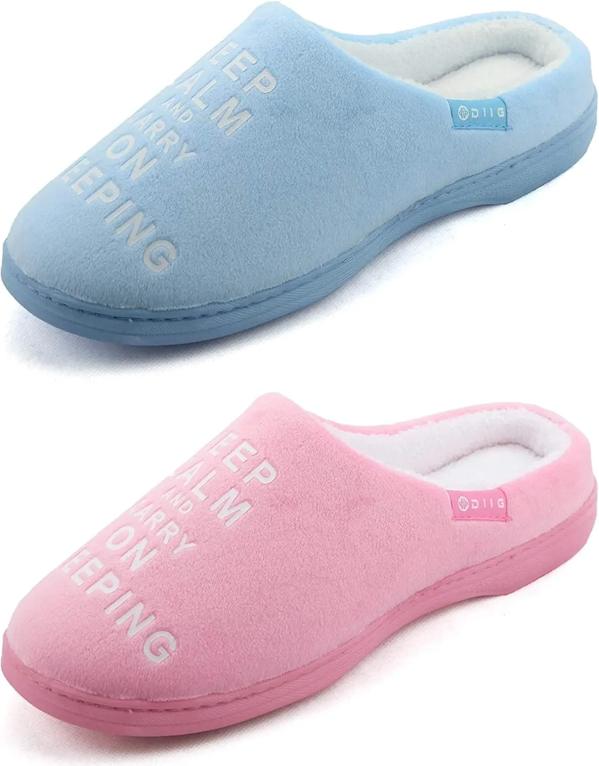 Women's Memory Foam Slippers Comfort Fuzzy Plush/Coral Fleece Lined Pink/Grey/Black House Shoes with Anti-Skid Sole, Indoor&Outdoor