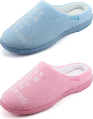 Women's Memory Foam Slippers Comfort Fuzzy Plush/Coral Fleece Lined Pink/Grey/Black House Shoes with Anti-Skid Sole, Indoor&Outdoor