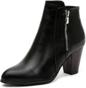 Women's Pointed Toe Chunky High Heel Ankle Boots Fashion Zipper Chelsea Booties Dressy Short Boot