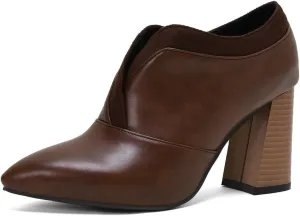 Women's Pointed Toe Chunky Stacked High Heels Pumps Shoes Slip On Work Office Block Heeled Dress Shoe