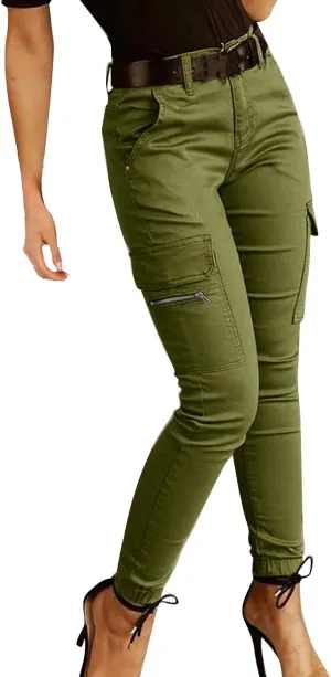 Womens Skinny Cargo Jeans with Pockets Mid Waist Flap Pocket Motorcycle Western Cowgirl Trousers Slim Fit Denim Pants
