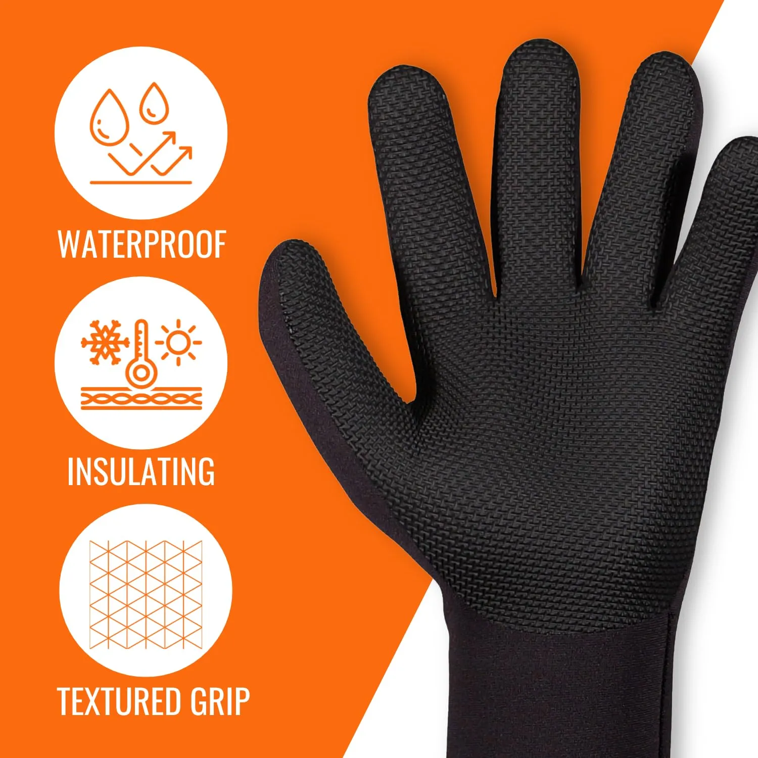 Worker Gloves | Neoprene Winter Cold Weather Waterproof Work Glove | 3.5 mm | Charcoal Small