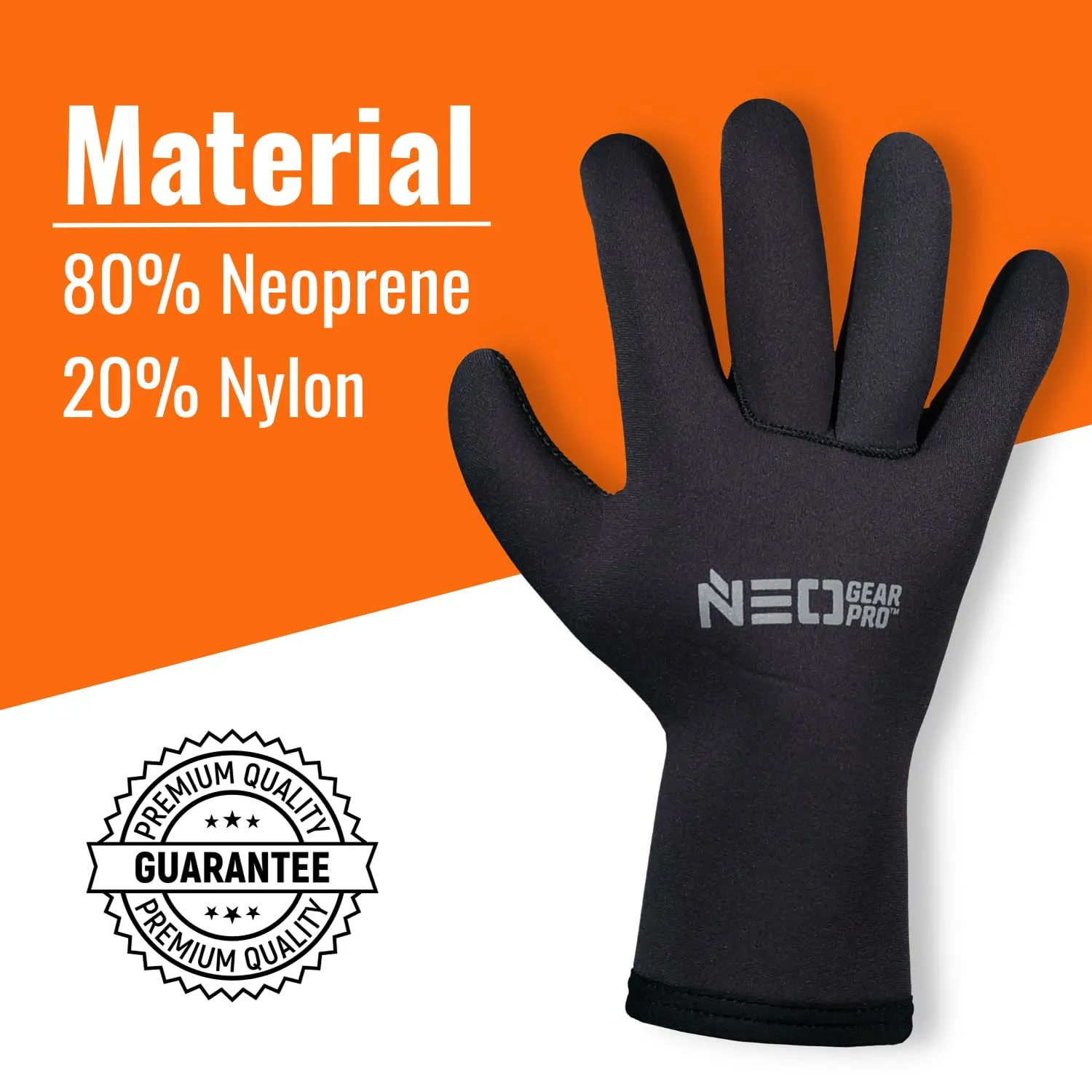 Worker Gloves | Neoprene Winter Cold Weather Waterproof Work Glove | 3.5 mm | Charcoal Small