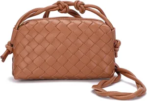 Woven Bag for Women Crossbody Shoulderbag, Small Vegan Leather Purse