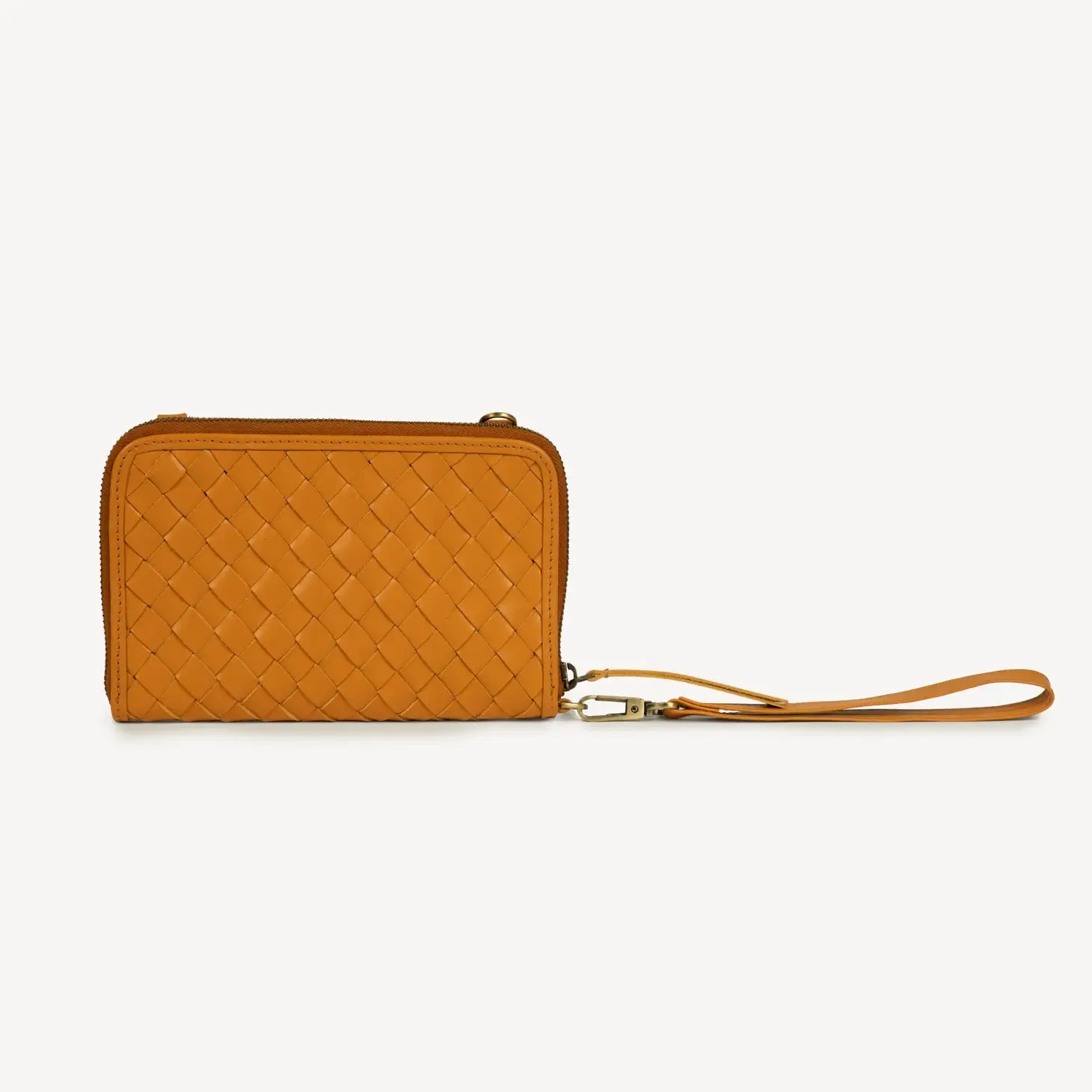Woven Leather Crossbody Wallet
