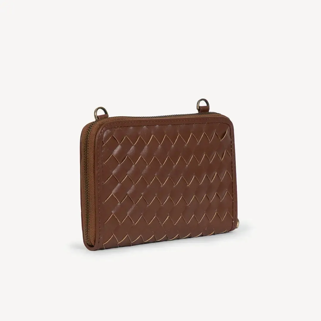 Woven Leather Crossbody Wallet