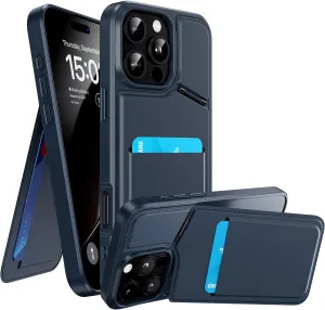 WSKEN for iPhone 16 Pro Max Wallet Case with Stand-RFID 2 Card Holder Slot Hidden Kickstand Compatible with MagSafe Strong Magnetic PU Leather Slim Shockproof Phone Cover,Blue