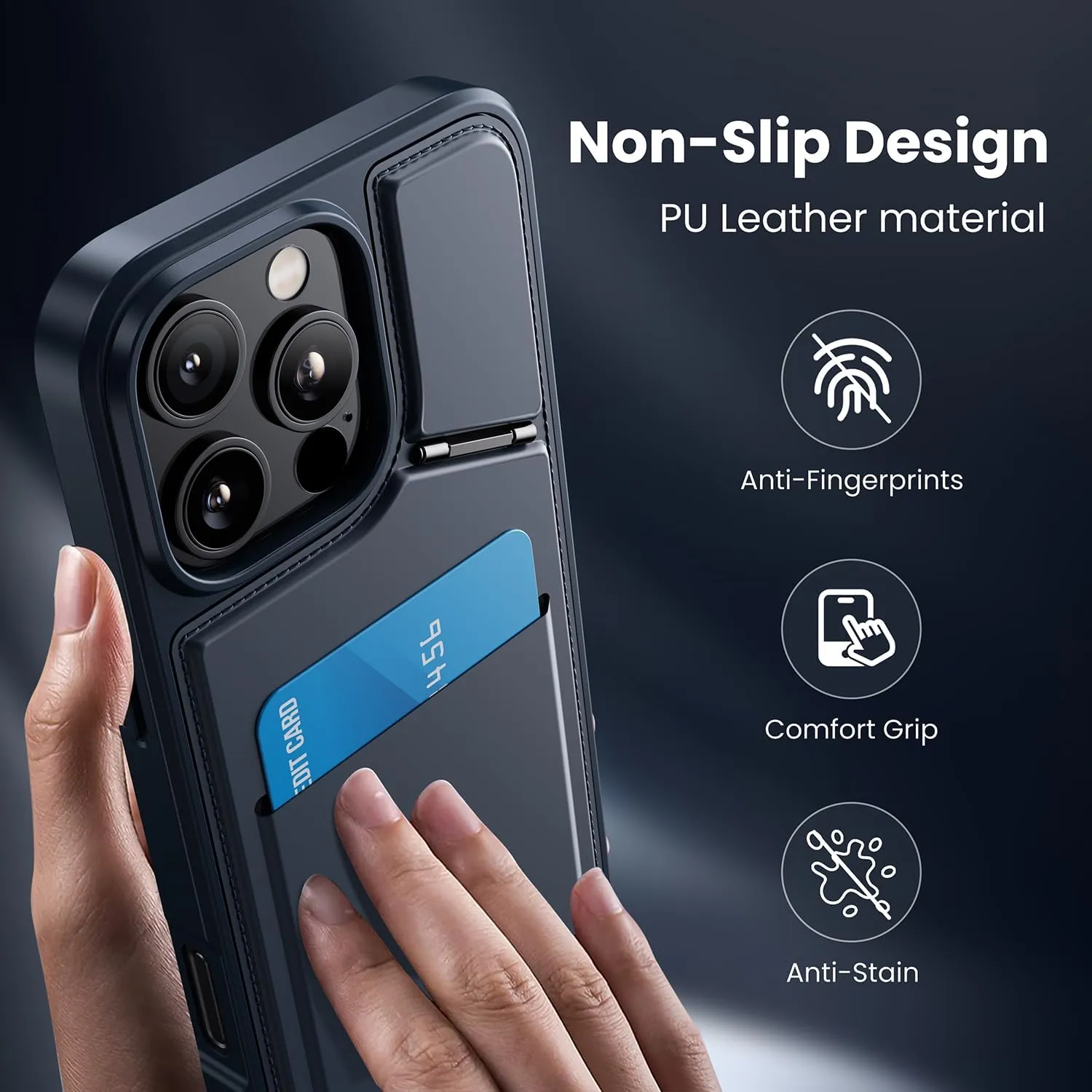 WSKEN for iPhone 16 Pro Max Wallet Case with Stand-RFID 2 Card Holder Slot Hidden Kickstand Compatible with MagSafe Strong Magnetic PU Leather Slim Shockproof Phone Cover,Blue