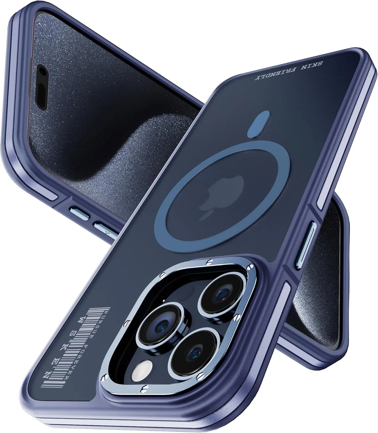 WSKEN Magnetic Case for iPhone 15 Pro Max Compatible with MagSafe [Skin Friendly] [Metal Camera Lens Frame Protection] Slim Translucent Matte Military Grade Shockproof Phone Cover,Blue