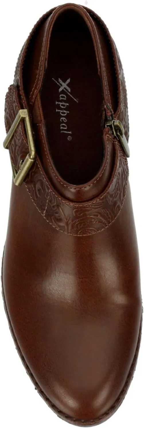 XAPPEAL Jodie - Women's Faux Leather Western Low Heel Ankle Bootie