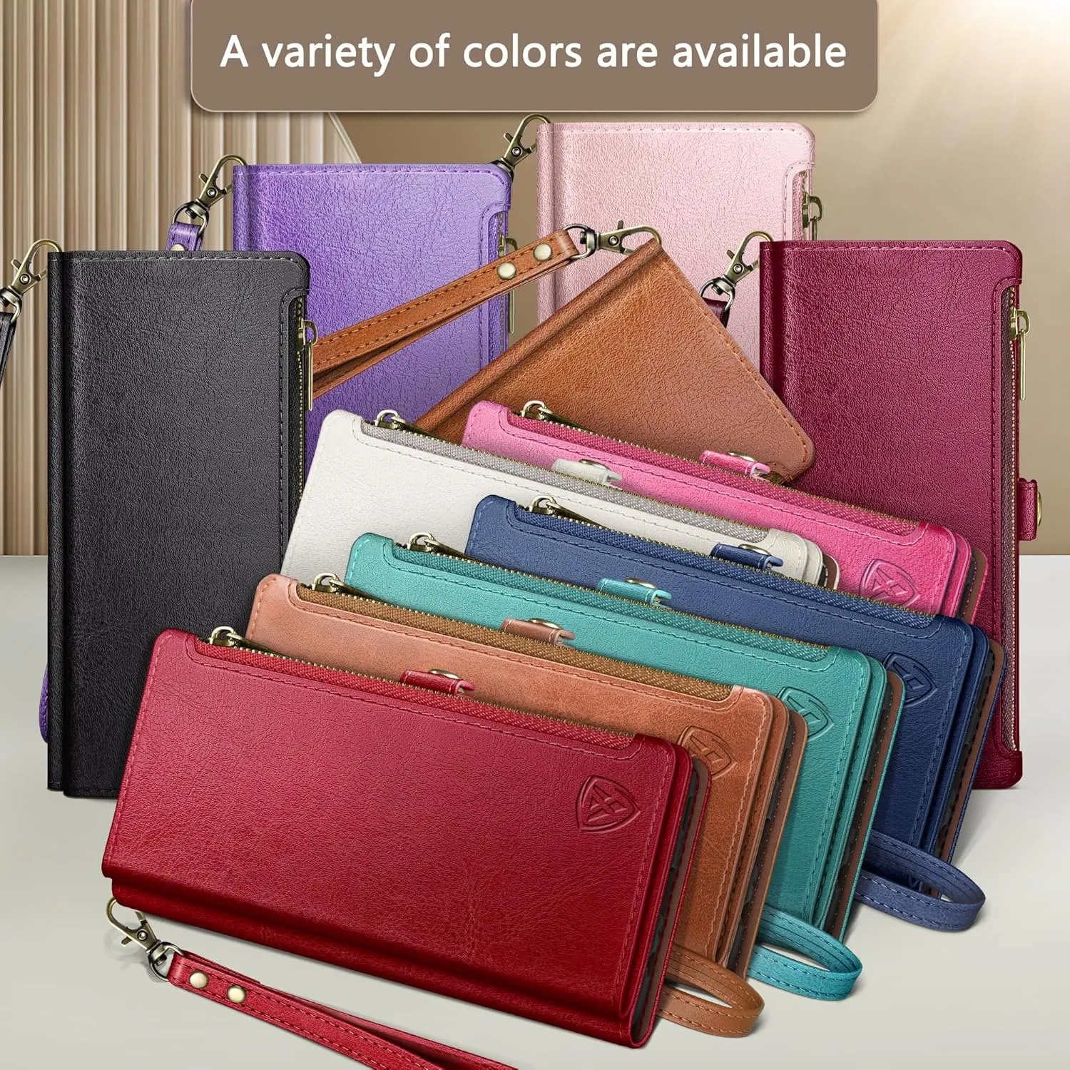 XcaseBar compatible with iPhone 16 Pro Max Wallet case with Zipper Credit Card Holder【RFID Blocking】,Flip Folio Book PU Leather Phone case Shockproof Cover Women Men for Apple 16 ProMax case Rose Gold