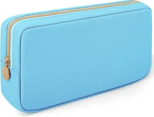 XSUIOY Makeup Bag - Cute Preppy Cosmetic Organizer, Waterproof Nylon, Sanitary Napkin Storage for Work (Blue-Middle)
