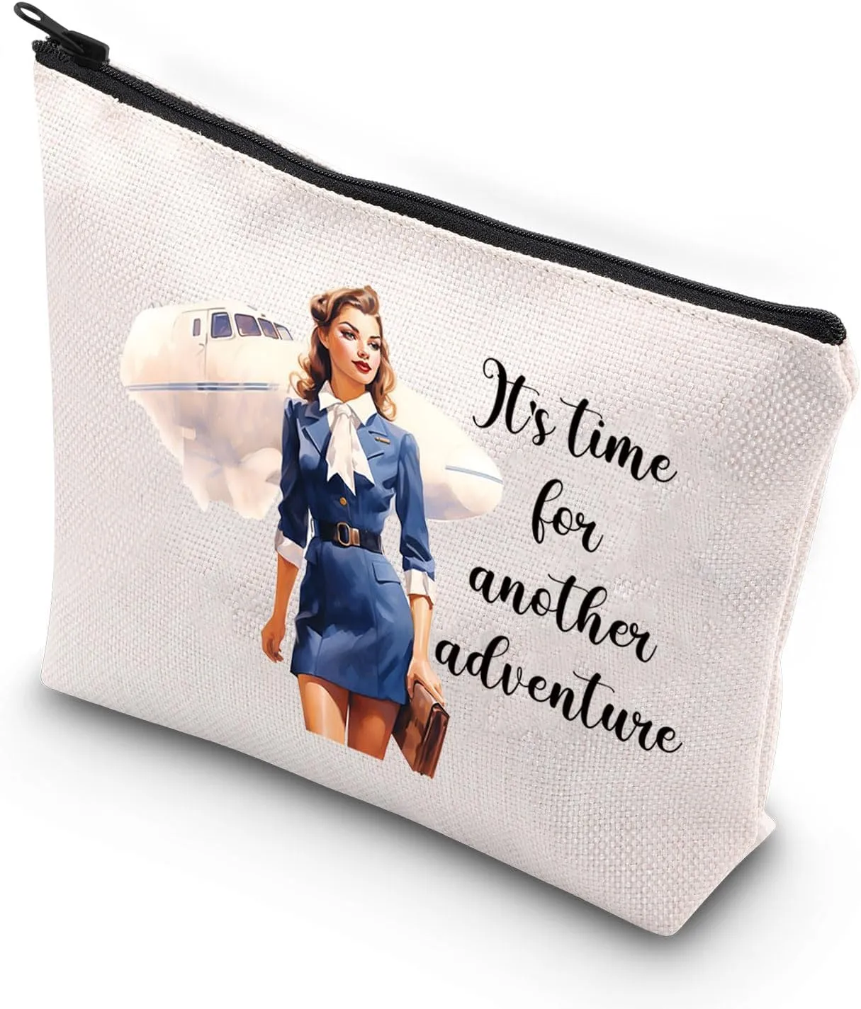 XYANFA Flight Attendant Makeup Bag Flight Attendant Accessory Bag Cabin Crew Gift Flight Crew Stewardess Cosmetic Bag (time for another adventure)