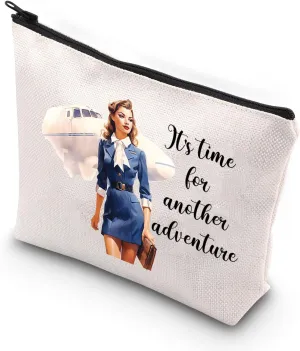 XYANFA Flight Attendant Makeup Bag Flight Attendant Accessory Bag Cabin Crew Gift Flight Crew Stewardess Cosmetic Bag (time for another adventure)