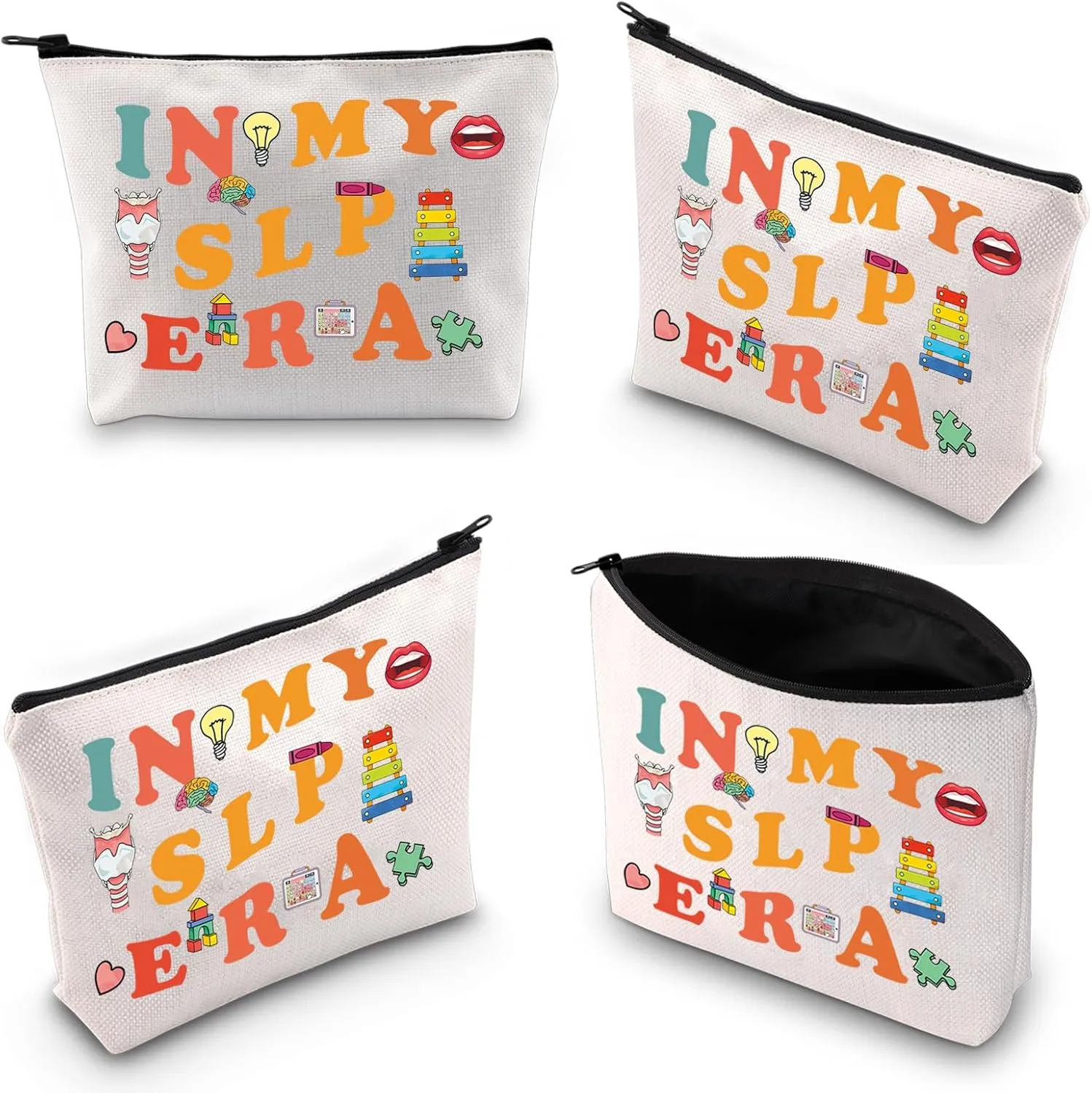 XYANFA Speech Language Pathologist Gift Makeup Bag SLP Gifts Speech Therapist Miracle Worker Makeup Zipper Pouch Bag (IN MY SLP ERA)