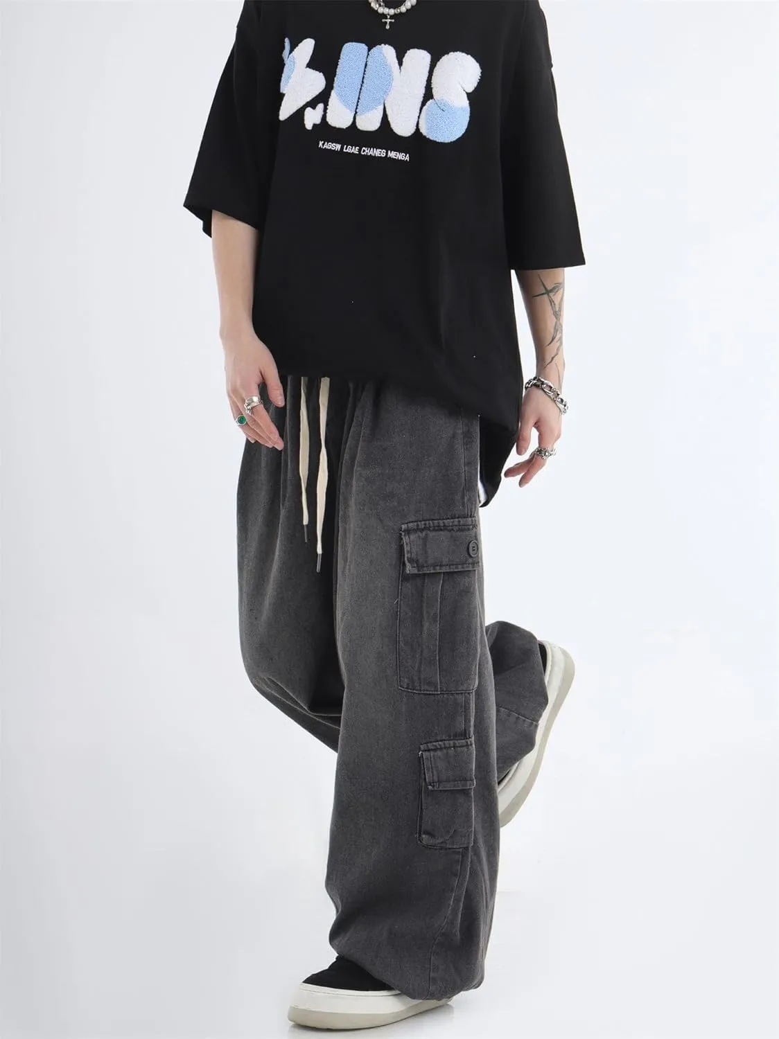 Y2K Baggy Jeans Women Fairycore Cargo Pants Grunge Emo Denim Clothing Patchwork Aesthetic Sweatpants Alt Clothes