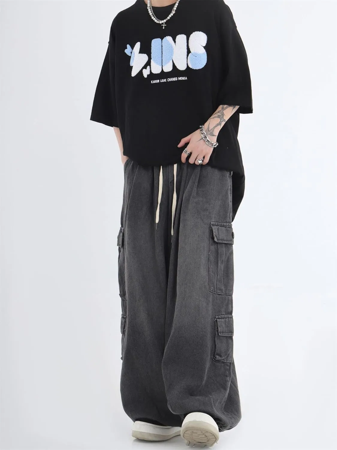 Y2K Baggy Jeans Women Fairycore Cargo Pants Grunge Emo Denim Clothing Patchwork Aesthetic Sweatpants Alt Clothes