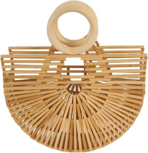 Yatemiole Womens Bamboo Handbags Handmade Purses Tote Bag for Summer beach