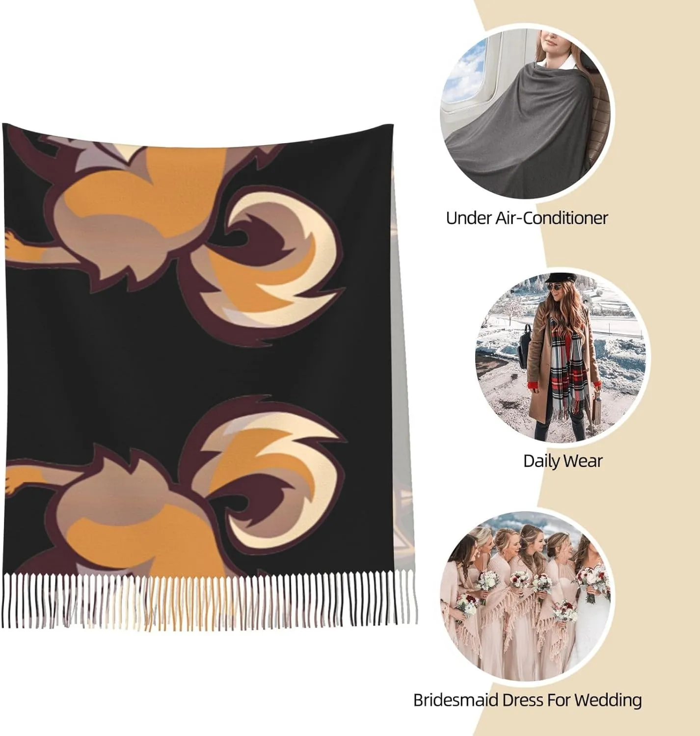 Yellow Sunflowers Exquisite Cashmere Tassel Scarf And Shawl Wraps Lightweight Fashion Scarf Presents For Ladies