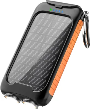 YELOMIN Solar Charger, 38800mAh Solar Power Bank, Outdoor Portable Charger, External Waterproof Battery Pack 5V/3.1A Fast Charger Type C Ports with LED Flashlights, Perfect for Travel Camping