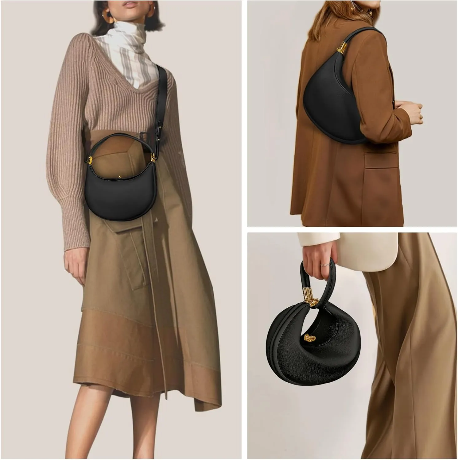YFGBCX Small Shoulder Bag Crescent Shoulder Purse for Women 3 in 1 Crossbody Bag Trendy Hobo Bag Handbag Clutch Purse