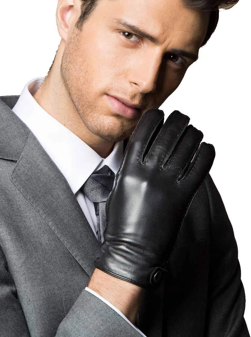 YISEVEN Men's Lambskin Leather Gloves