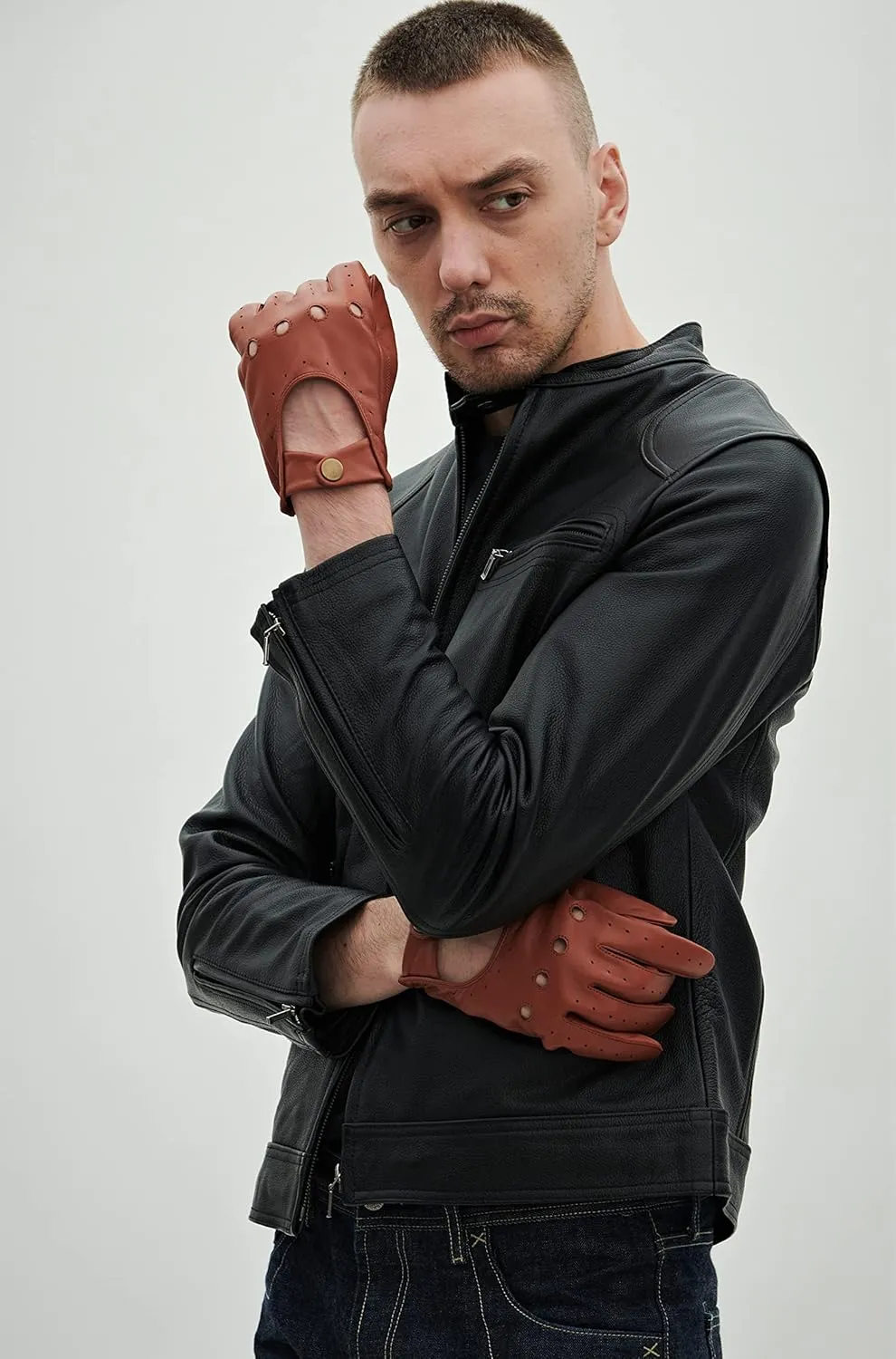 YISEVEN Men's Leather Driving Gloves