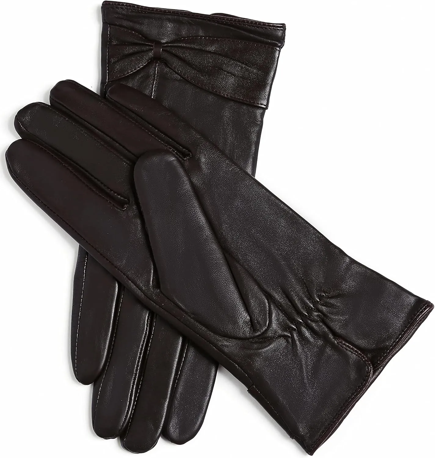 YISEVEN Women's Touchscreen Lambskin Dress Leather Gloves with Knot