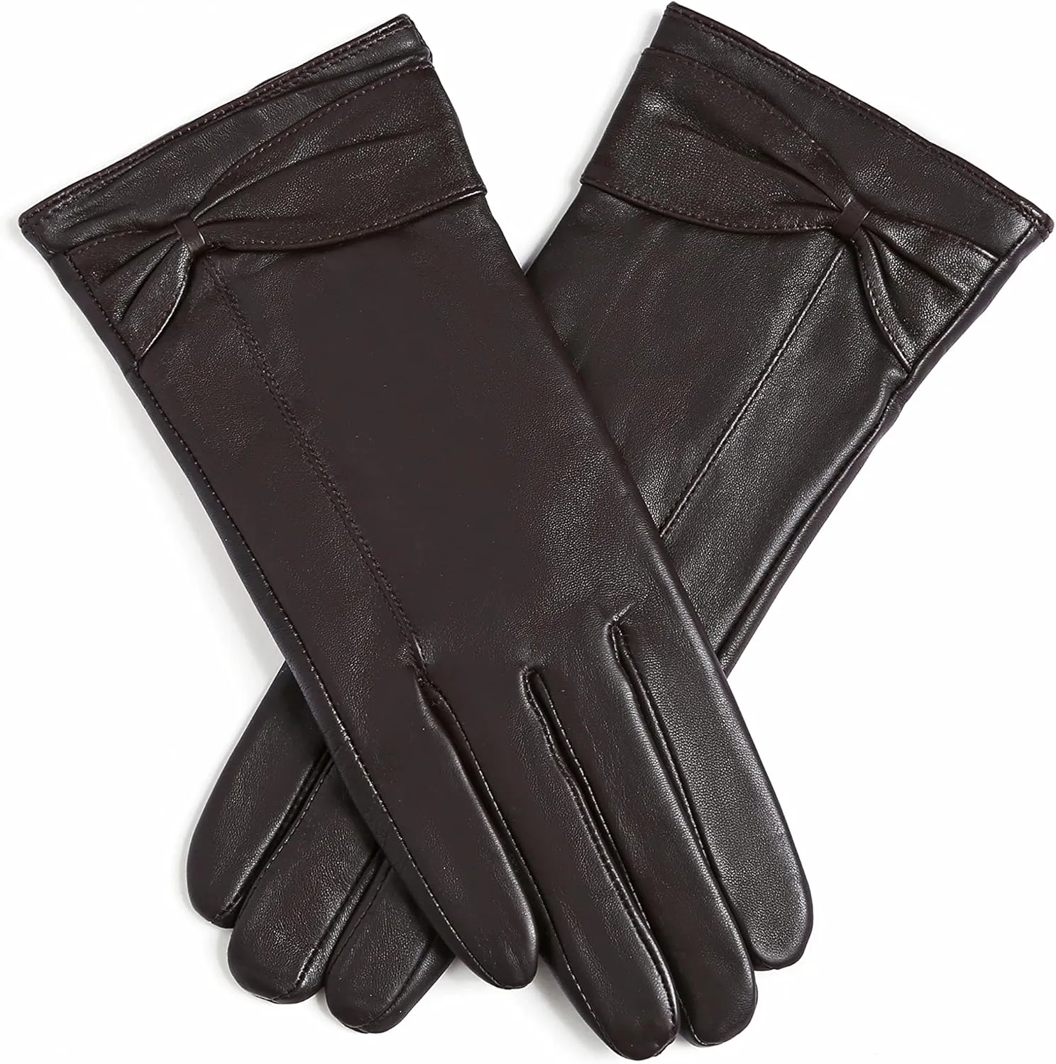 YISEVEN Women's Touchscreen Lambskin Dress Leather Gloves with Knot