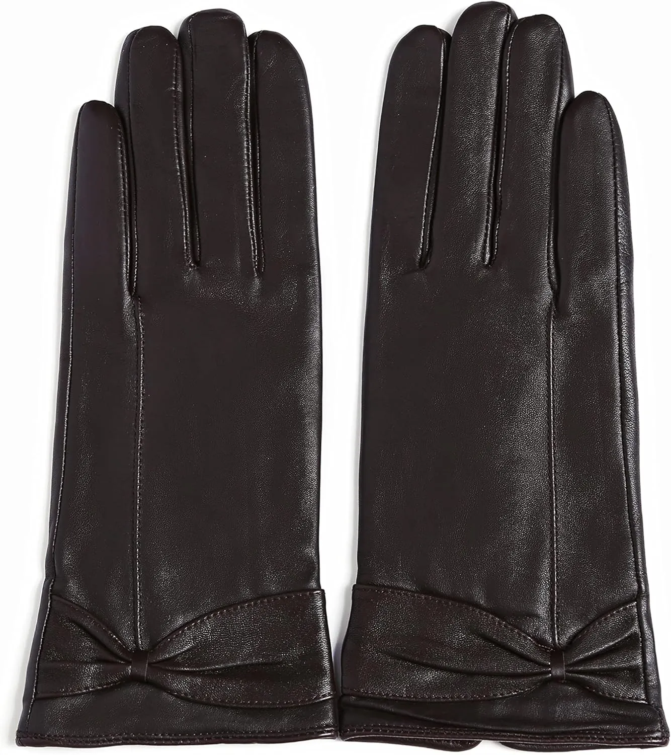 YISEVEN Women's Touchscreen Lambskin Dress Leather Gloves with Knot