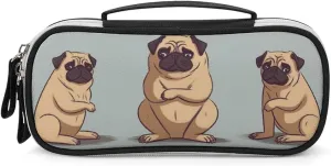 Yoga Pug Leather Makeup Bag Portable Small Cosmetic Organizer Waterproof Toiletry Bags Brushes Pencils And Travel Make Up Accessories