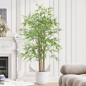 YOLEO Artificial Bamboo Tree 5FT Tall Faux Silk Plant for Home Office Indoor Outdoor Decor Fake Bamboo Tree with Lifelike Leaves