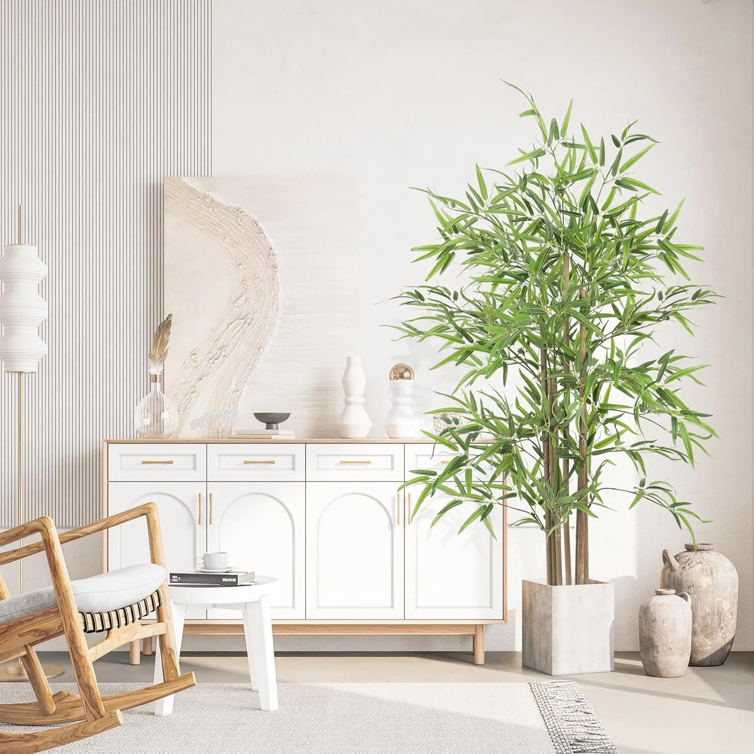 YOLEO Artificial Bamboo Tree 5FT Tall Faux Silk Plant for Home Office Indoor Outdoor Decor Fake Bamboo Tree with Lifelike Leaves