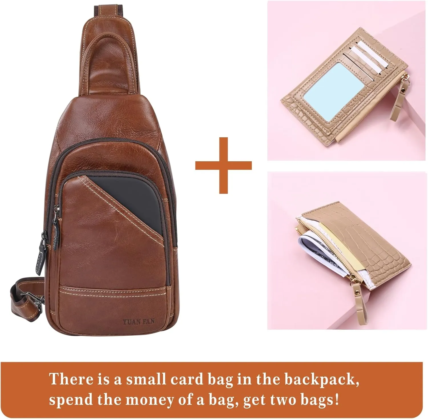 YUAN FAN leather Man Purse Crossbody Bag for Men and Women,Bolso Para Hombre,Mens Cross Body Bag,Shoulder Chest Bag,Travel Sling Bag