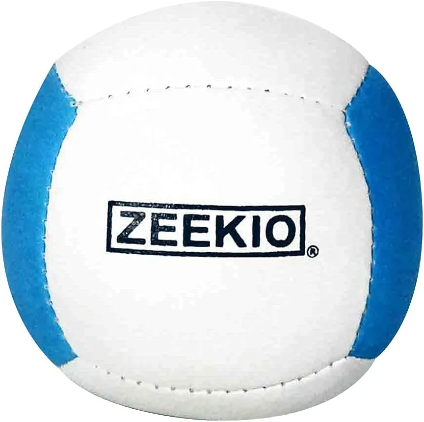 Zeekio Lunar Juggling Balls - [Set of 3], Professional UV Reactive, 6-Panel Balls, Synthetic Leather, Millet Filled, 110g Each, White/Blue