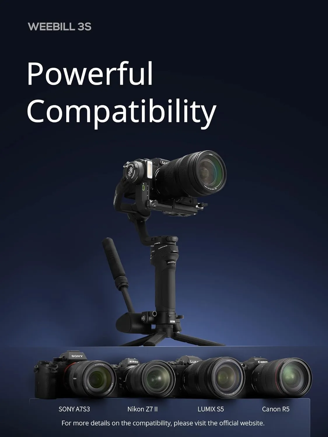 ZHIYUN Weebill 3S [Official] Gimbal Stabilizer for DSLR and Mirrorless Camera Canon/Nikon/Sony/Panasonic/Fujifilm,Fill Light,Native Vertical Shooting