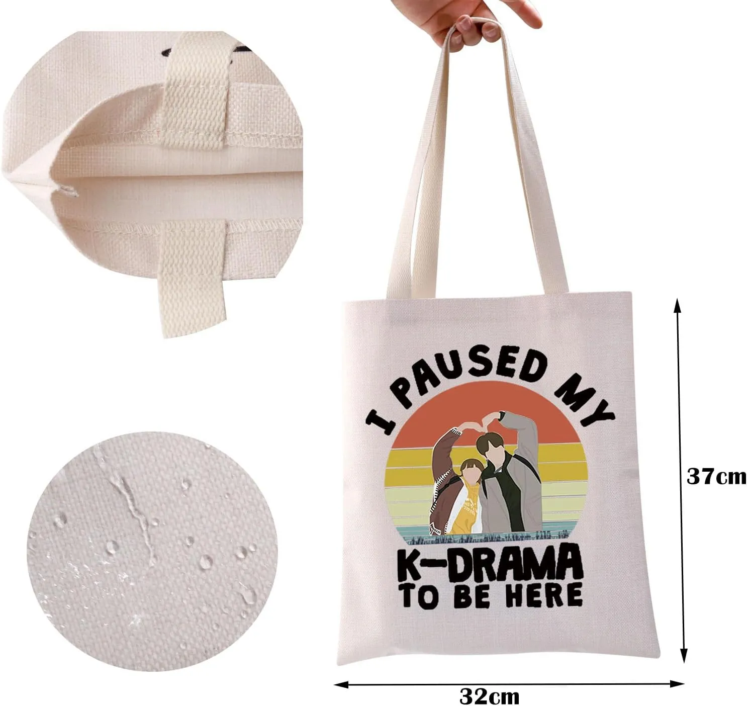 ZJXHPO K Drama Gift for Korean TV Show Fans I Paused My KDrama To Be Here K Drama Cosmetic Bag Korean Lover Gift (KDrama Tote)