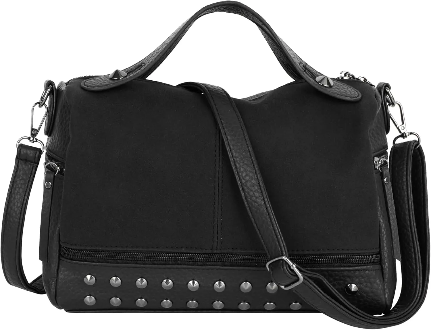 ZLM BAG US Punk Rivet Hobo Handbag for Women Large Crossbody Purse Leather Top Handle Bag