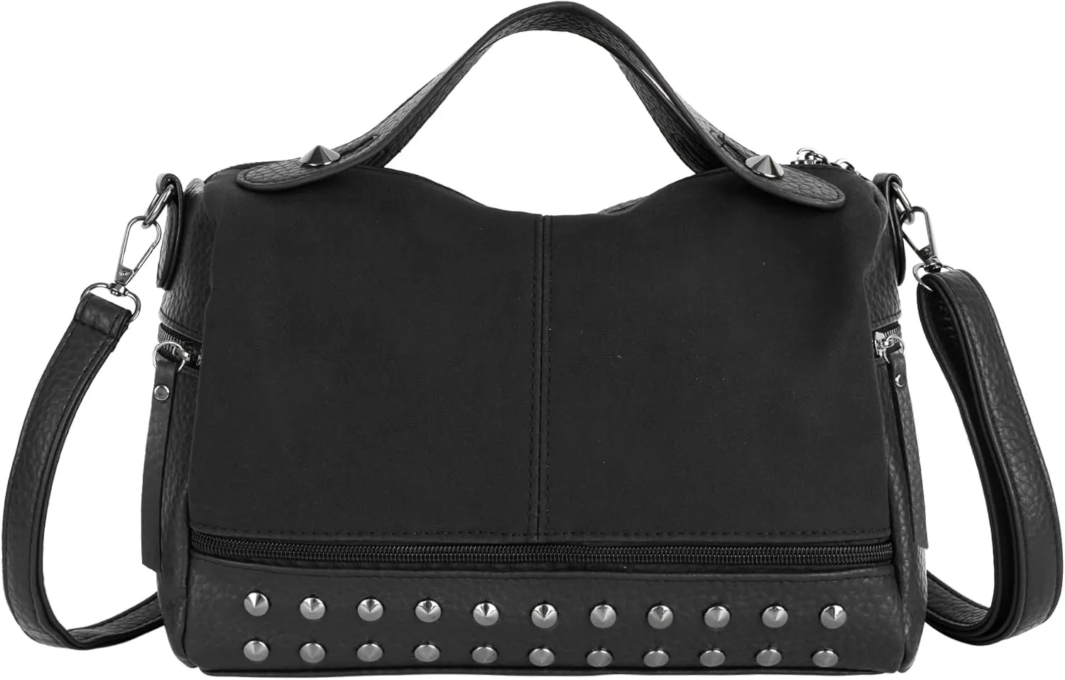 ZLM BAG US Punk Rivet Hobo Handbag for Women Large Crossbody Purse Leather Top Handle Bag