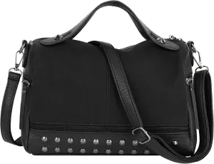 ZLM BAG US Punk Rivet Hobo Handbag for Women Large Crossbody Purse Leather Top Handle Bag