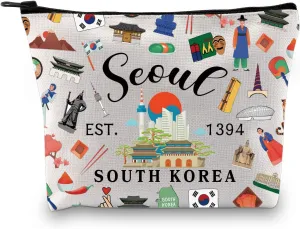 Zuo Bao South Korea Flag Seoul Gift Korean Toiletry Bag Seoul Lover Gift South Korea Gift Seoul City Gift South Korea Travel Gift (Seoul)